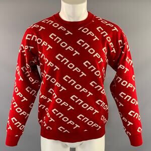 GOSHA RUBCHINSKIY Red White G007-N002 Letters Wool Blend Pull On Sweater